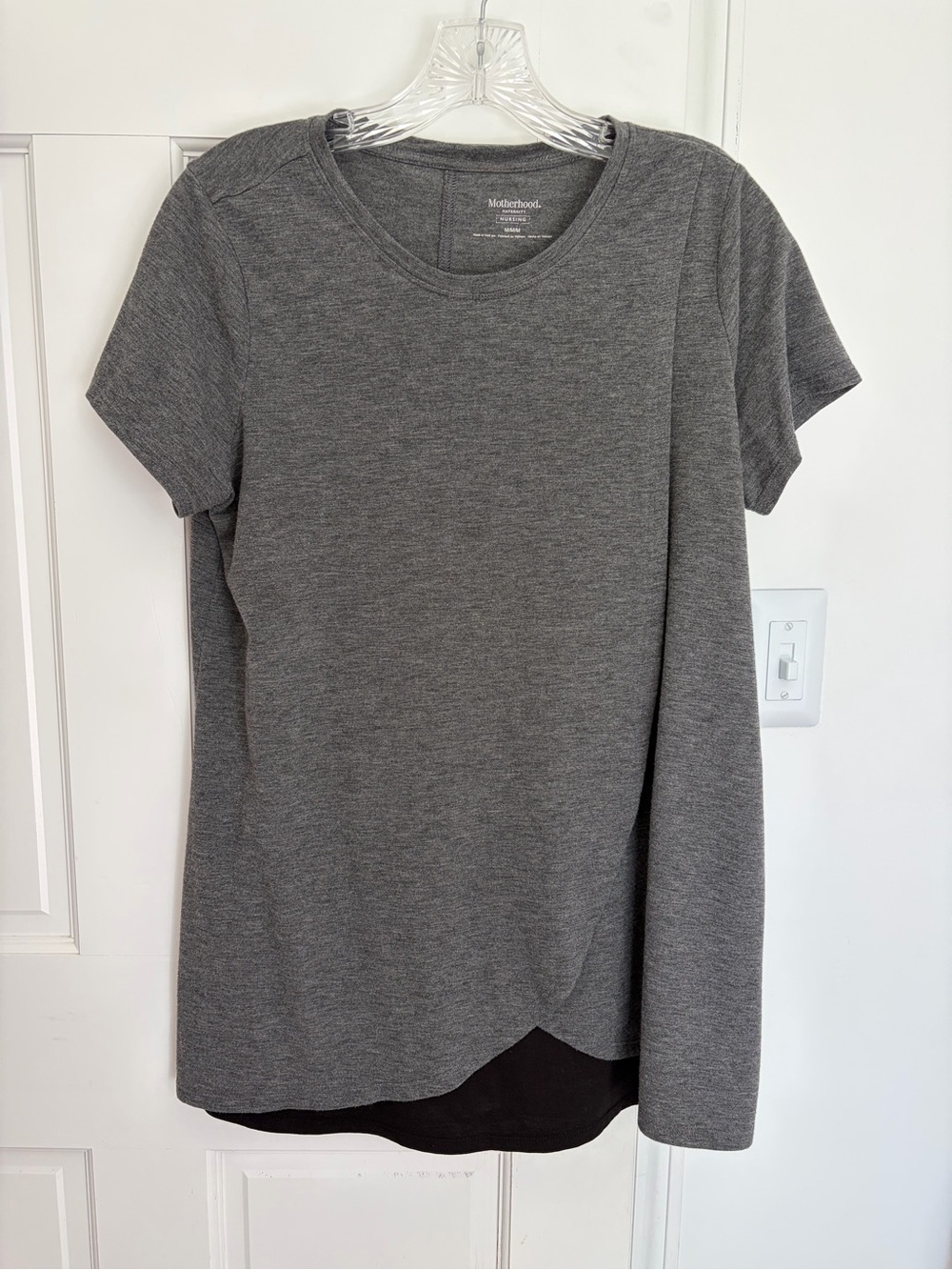 Motherhood Maternity Short Sleeve Gray Nursing Tee